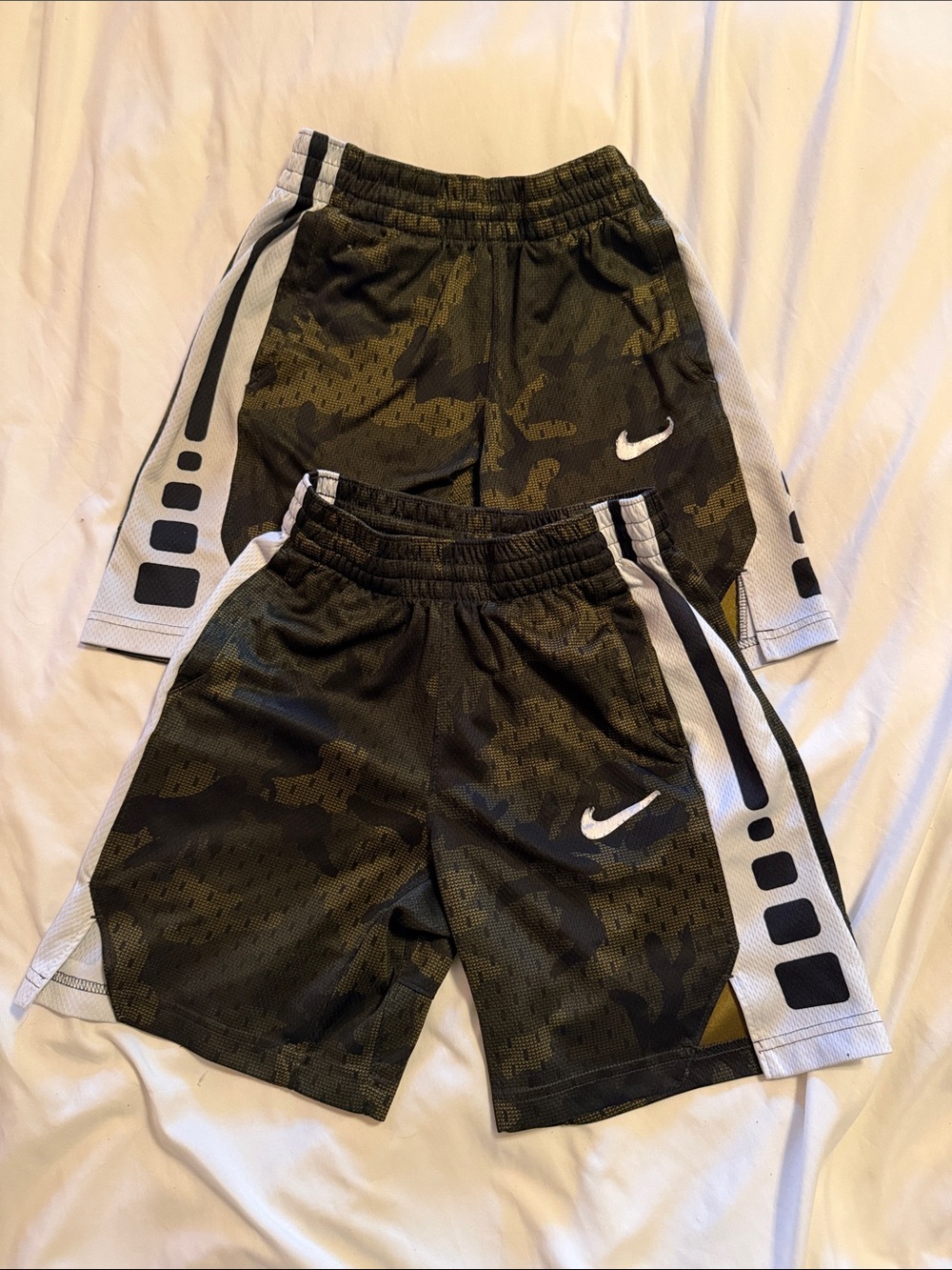 Nike Kids' Olive Camo Athletic Shorts - Olive/White